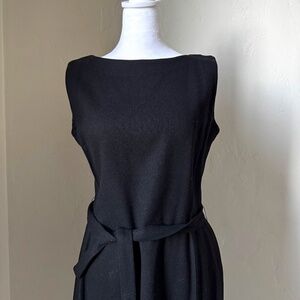 Vintage 100% Wool Black Dress with Belt by Sloat & Co New York - Size 10
